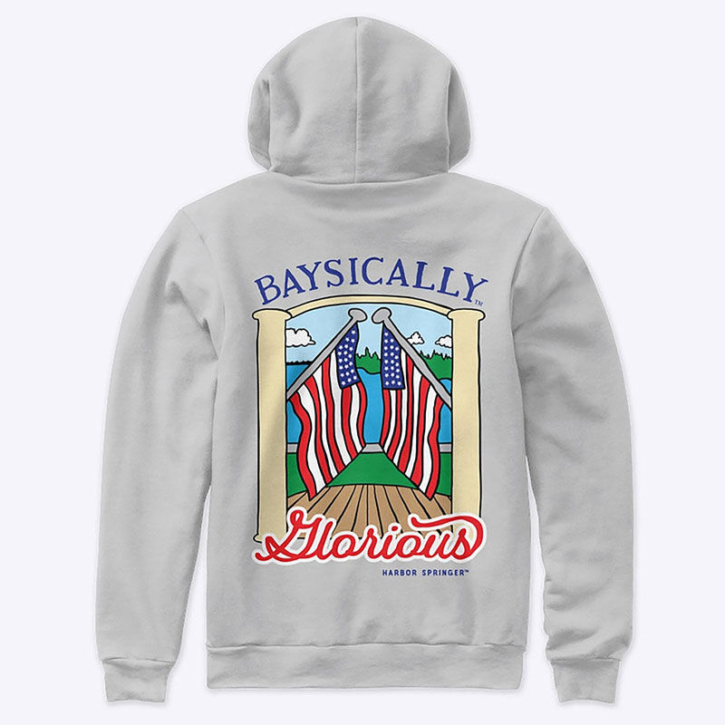 American flag hoodie by Harbor Springer, a Michigan clothing boutique.