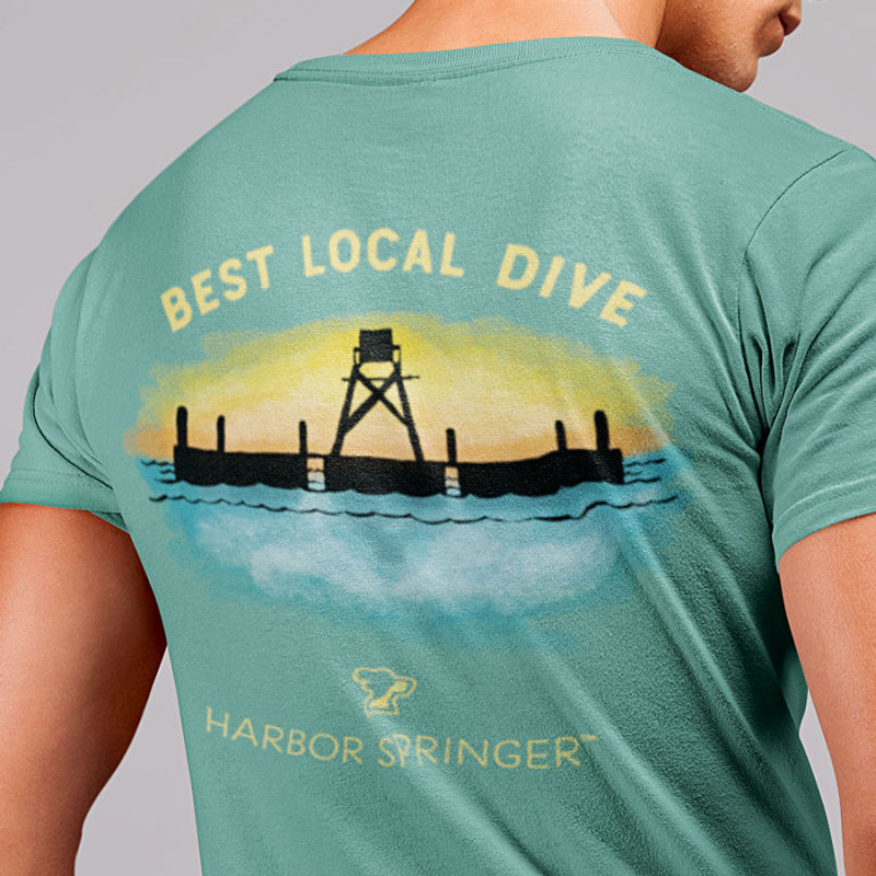 Harbor Springs Michigan green t-shirt with Zorn Park design.