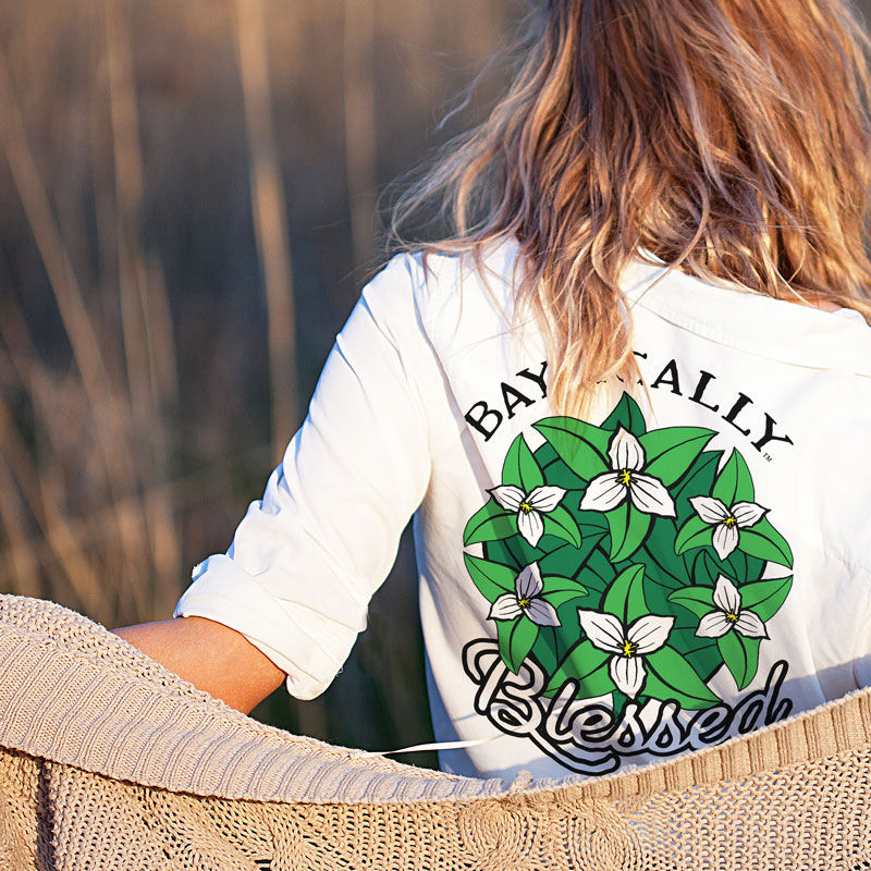 Beautiful womens flower shirt by Harbor Springer, a Harbor Springs clothing store.